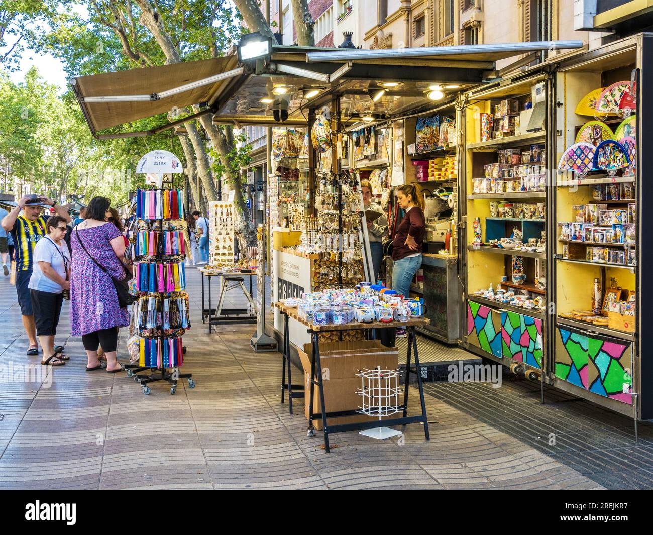 Las Ramblas di Barcellona, in Catalogna, Spagna. Foto Stock