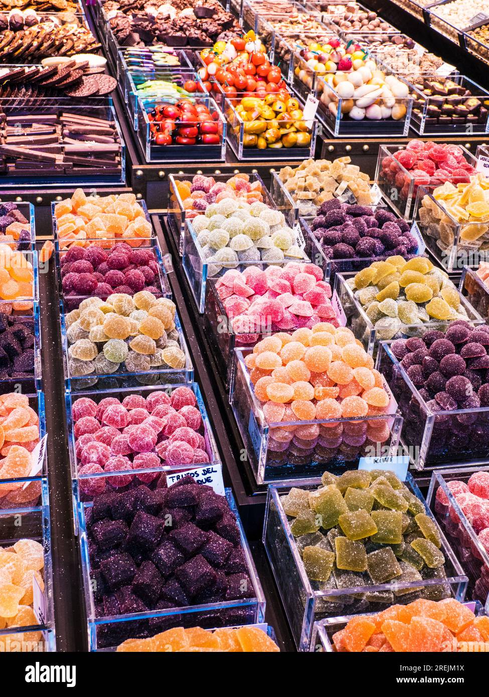 Mercat de la Boqueria a Las Ramblas a Barcellona, Catalogna, Spagna. Foto Stock