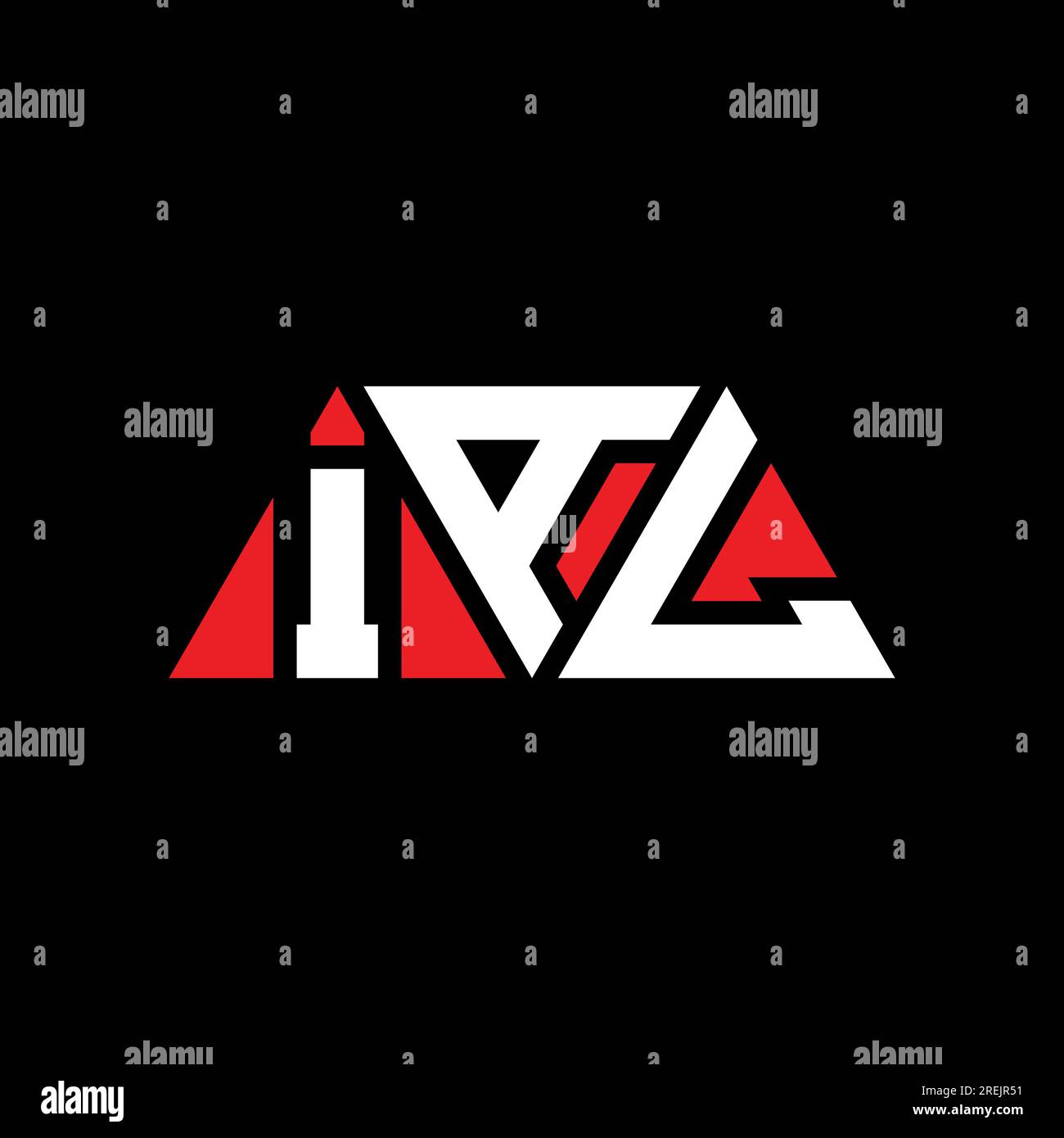 Logo a lettere con triangolo con forma a triangolo. Monogramma di design con logo a triangolo. Modello logo vettoriale a triangolo con colore rosso. IAL triangul Illustrazione Vettoriale