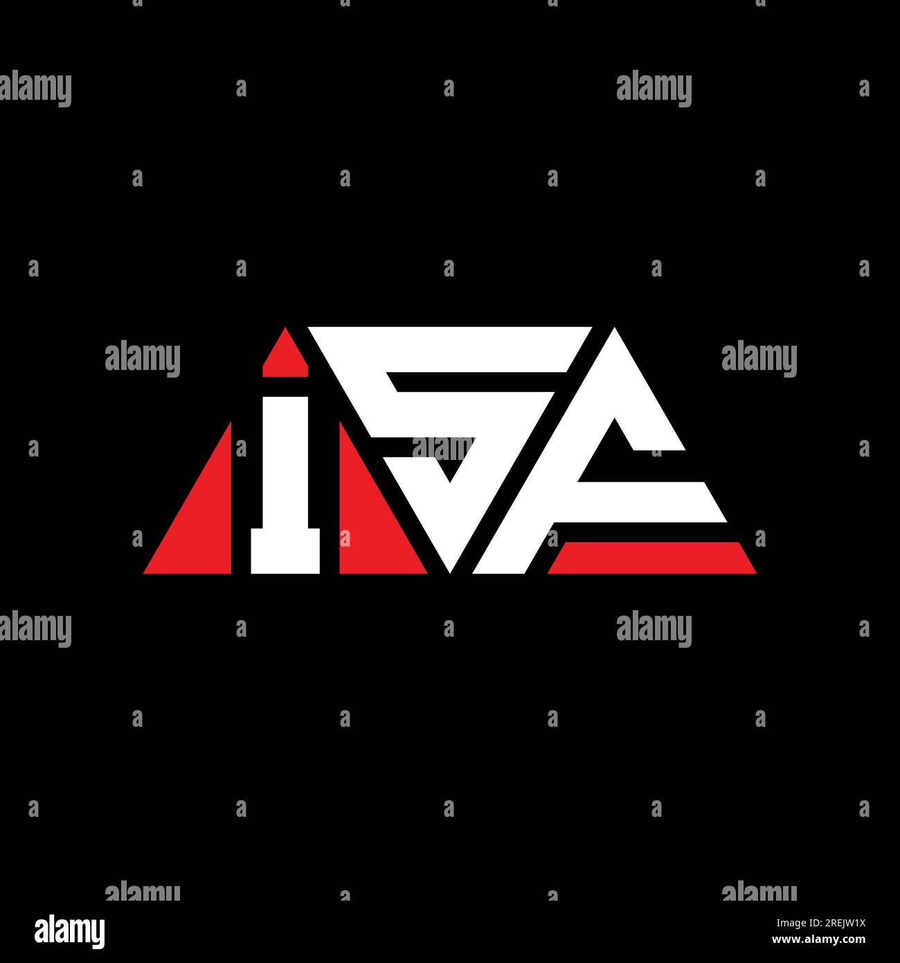 Logo ISF a lettera triangolare con forma triangolare. Monogramma di design con logo triangolare ISF. Modello di logo vettoriale triangolare ISF di colore rosso. ISF triangul Illustrazione Vettoriale