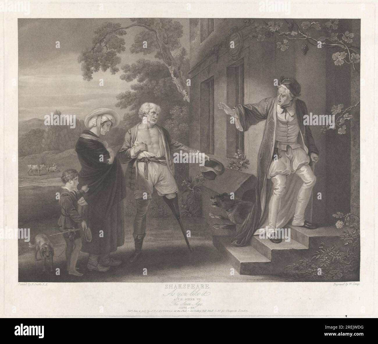 AS You Like IT: Act II, Scene VII: The Seven Ages Man (Six age) 1801 di William Satchwell Leney Foto Stock