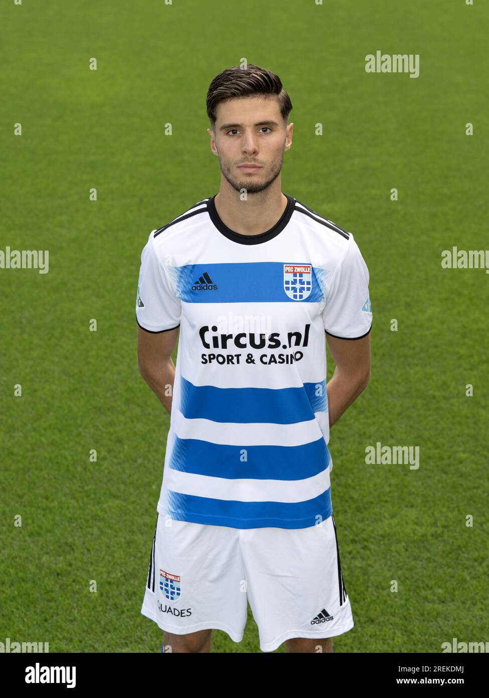 ZWOLLE - Anouar El Azzouzi durante il Photo Press Day di PEC Zwolle allo stadio MAC3Park il 27 luglio 2023 a Zwolle, Paesi Bassi. AP | Dutch Height | GERRIT DI COLONIA Foto Stock