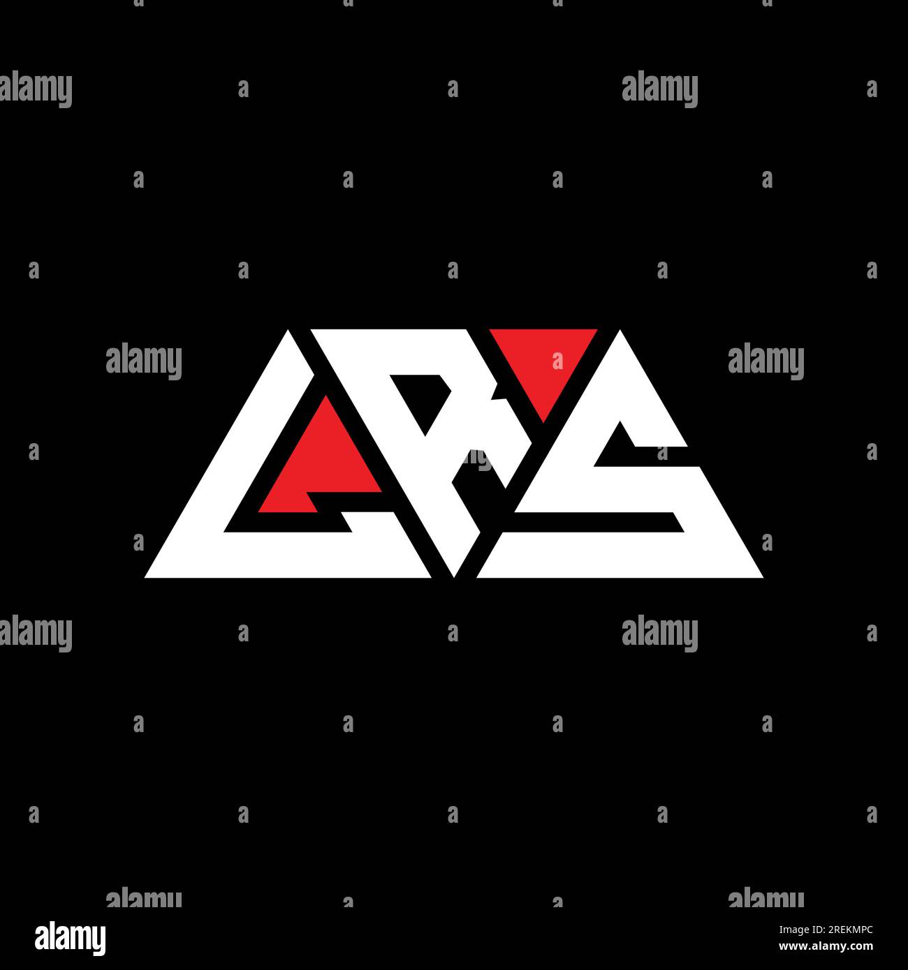 Logo LRS triangolare a lettere con forma triangolare. Monogramma di design con logo triangolare LRS. Modello con logo vettoriale a triangolo LRS di colore rosso. LRS triangul Illustrazione Vettoriale