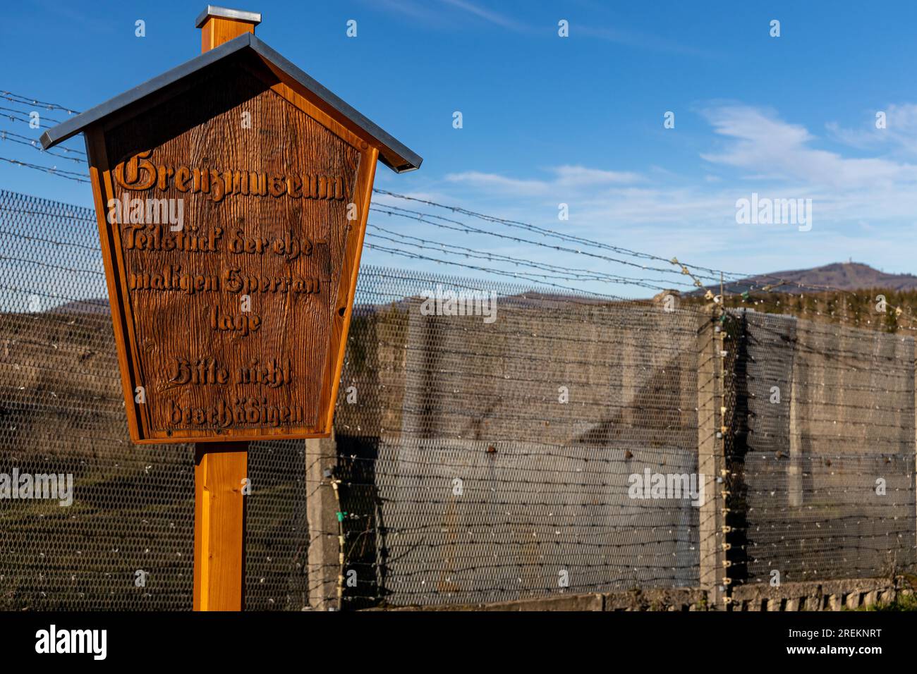 Ring of Remembrance Border Trail Museo di confine sorgono nelle montagne Harz Foto Stock