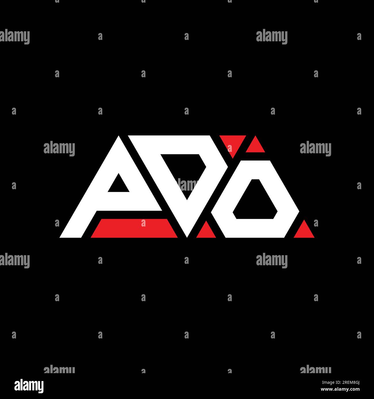 Logo a lettere triangolari DOP con forma a triangolo. Monogramma del logo del triangolo DOP. Modello del logo vettoriale triangolare DOP di colore rosso. Triangul DOP Illustrazione Vettoriale