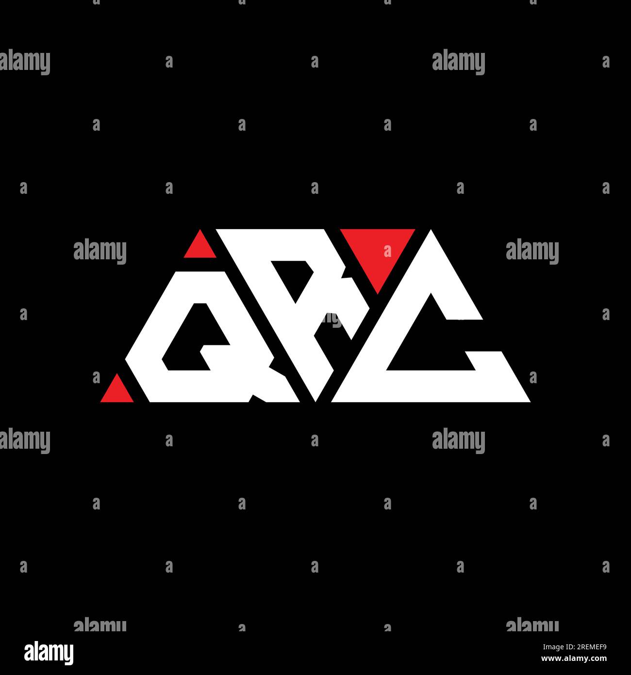 Logo QRC a lettere triangolari con forma triangolare. Monogramma di design del logo QRC Triangle. Modello di logo vettoriale a triangolo QRC di colore rosso. QRC triangul Illustrazione Vettoriale
