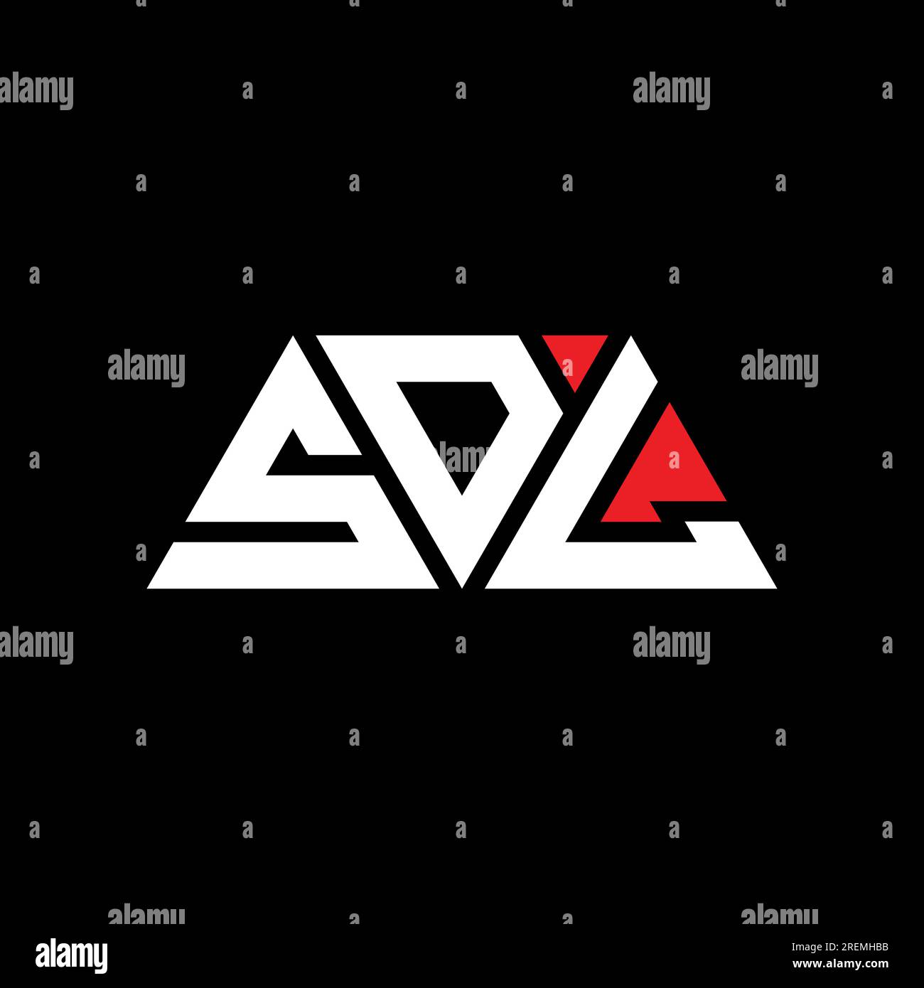 Logo SDL triangolare a lettera con forma triangolare. Monogramma di design con logo triangolare SDL. Modello logo vettoriale triangolare SDL di colore rosso. SDL triangul Illustrazione Vettoriale