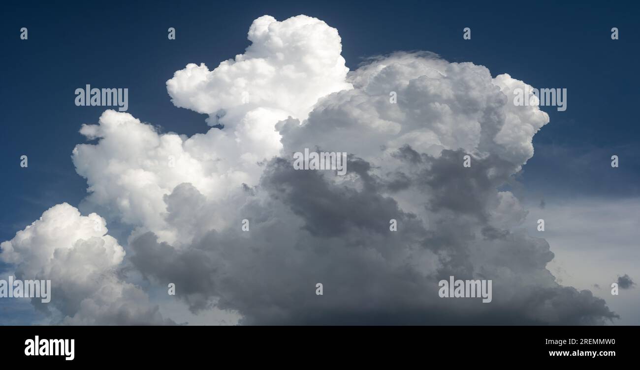 Enormi nubi cumulonimbus di forma strangolata si sviluppano sopra le pianure del Midwest degli Stati Uniti. (2 di 9) Foto Stock
