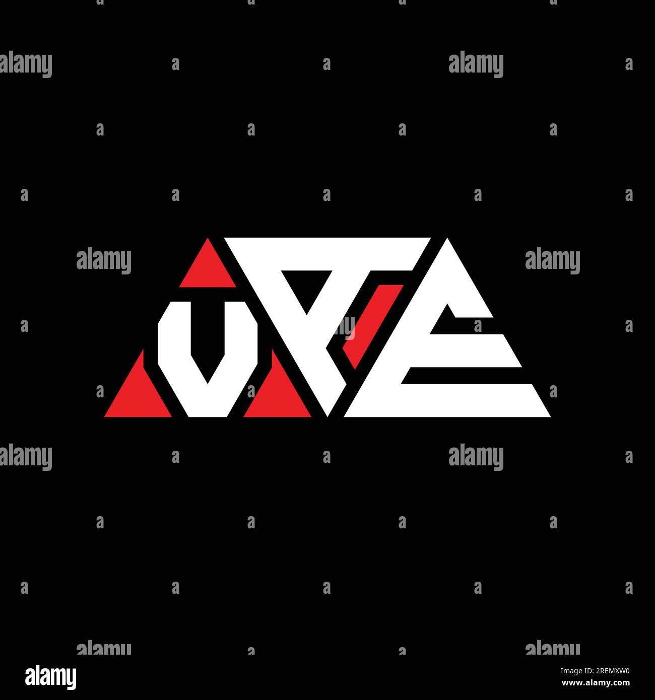 Logo VAE a lettera triangolare con forma triangolare. Monogramma di design con logo triangolare VAE. Modello di logo vettoriale triangolare VAE di colore rosso. VAE triangul Illustrazione Vettoriale