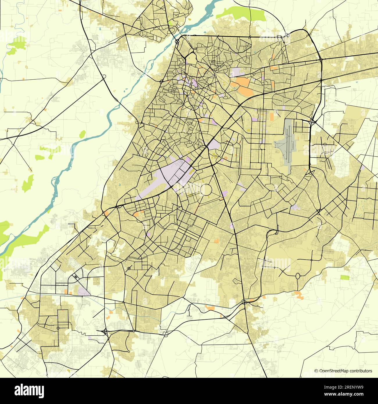 Mappa di Lahore, Punjab, Pakistan Illustrazione Vettoriale