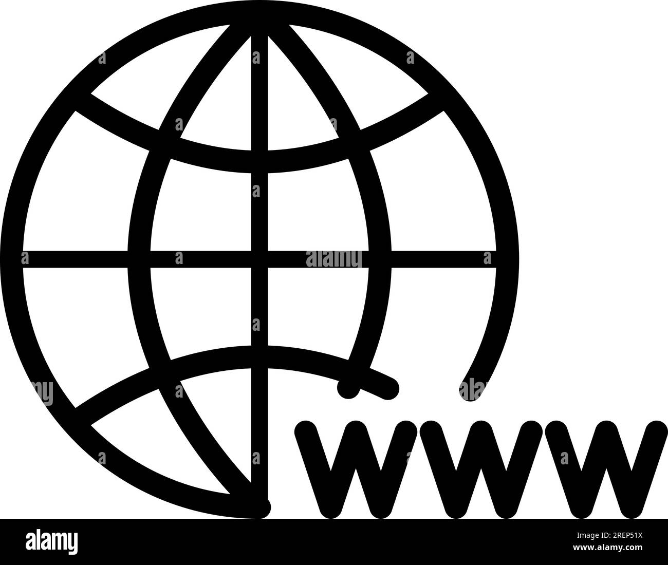 Icona Vai al Web lineare con simbolo di collegamento www Illustrazione Vettoriale