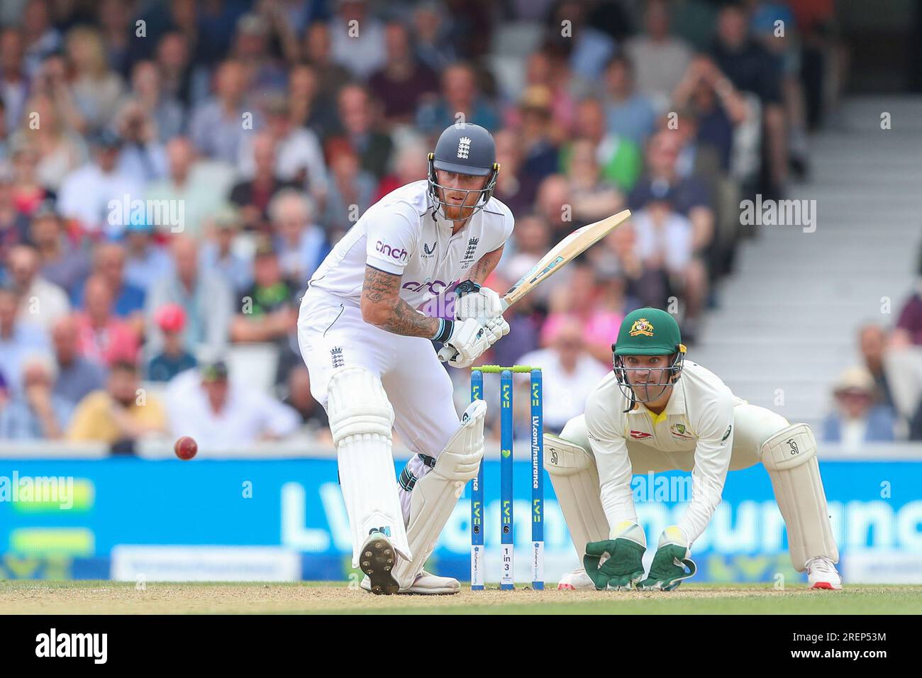 Ben Stokes of England durante il LV= Insurance Ashes Fifth test Series Day Three Match Inghilterra vs Australia al Kia Oval, Londra, Regno Unito, 29 luglio 2023 (foto di Gareth Evans/News Images) Foto Stock