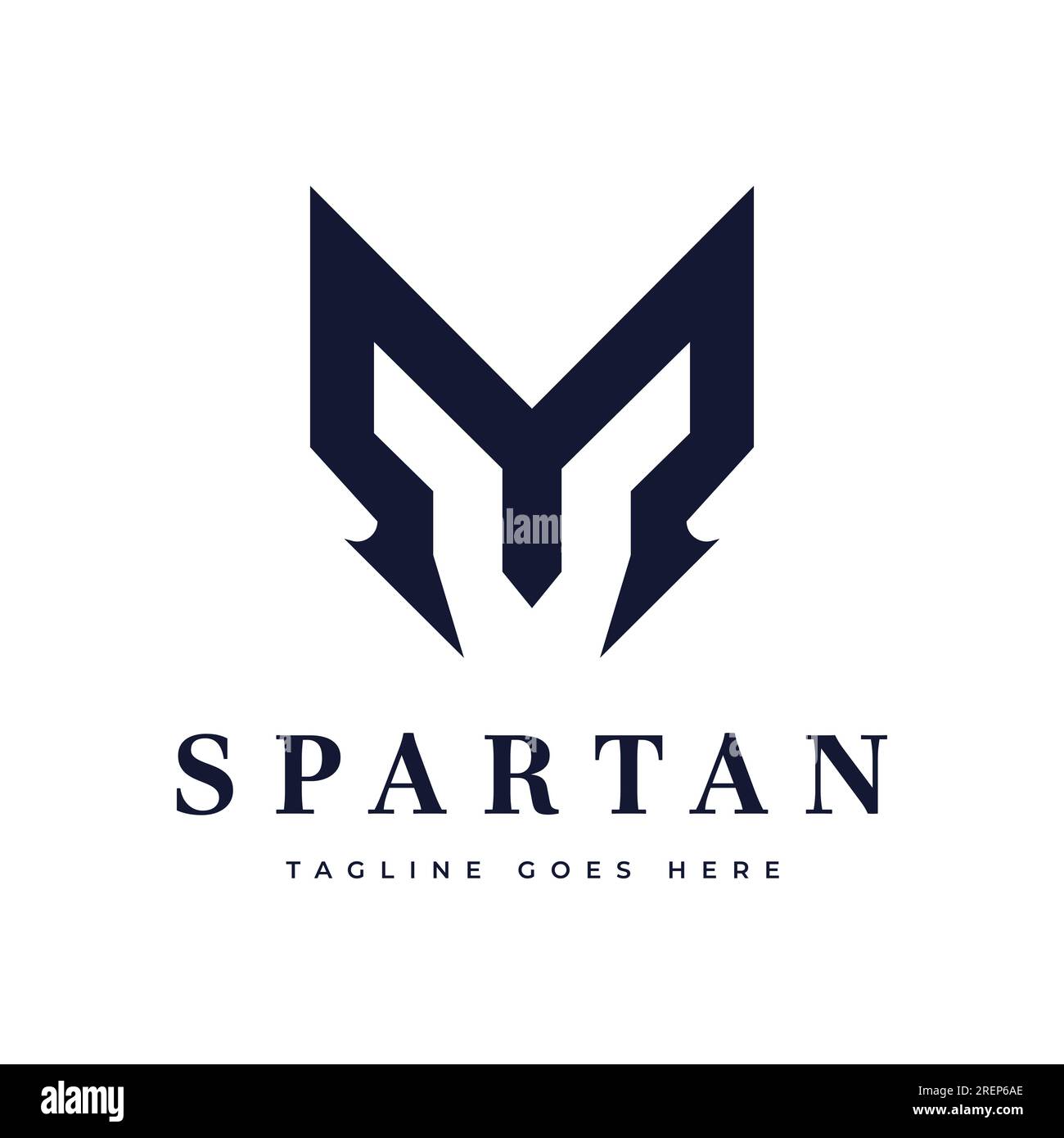 Logo M Letter Line con casco Spartan monogramma simbolo creativo lineare minimale monocromatico. Elegante design universale per segnali vettoriali. Tipo Premium o Illustrazione Vettoriale
