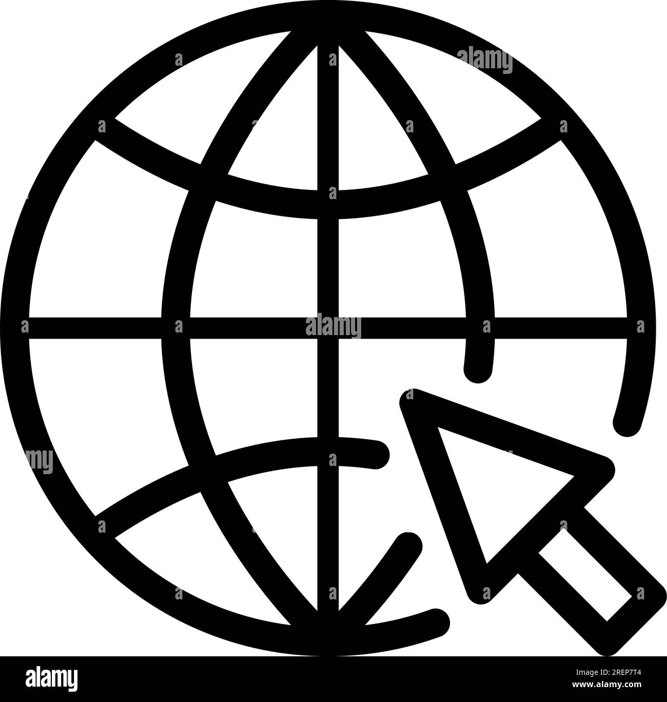 Icona Vai al Web lineare con il simbolo della freccia del cursore Illustrazione Vettoriale