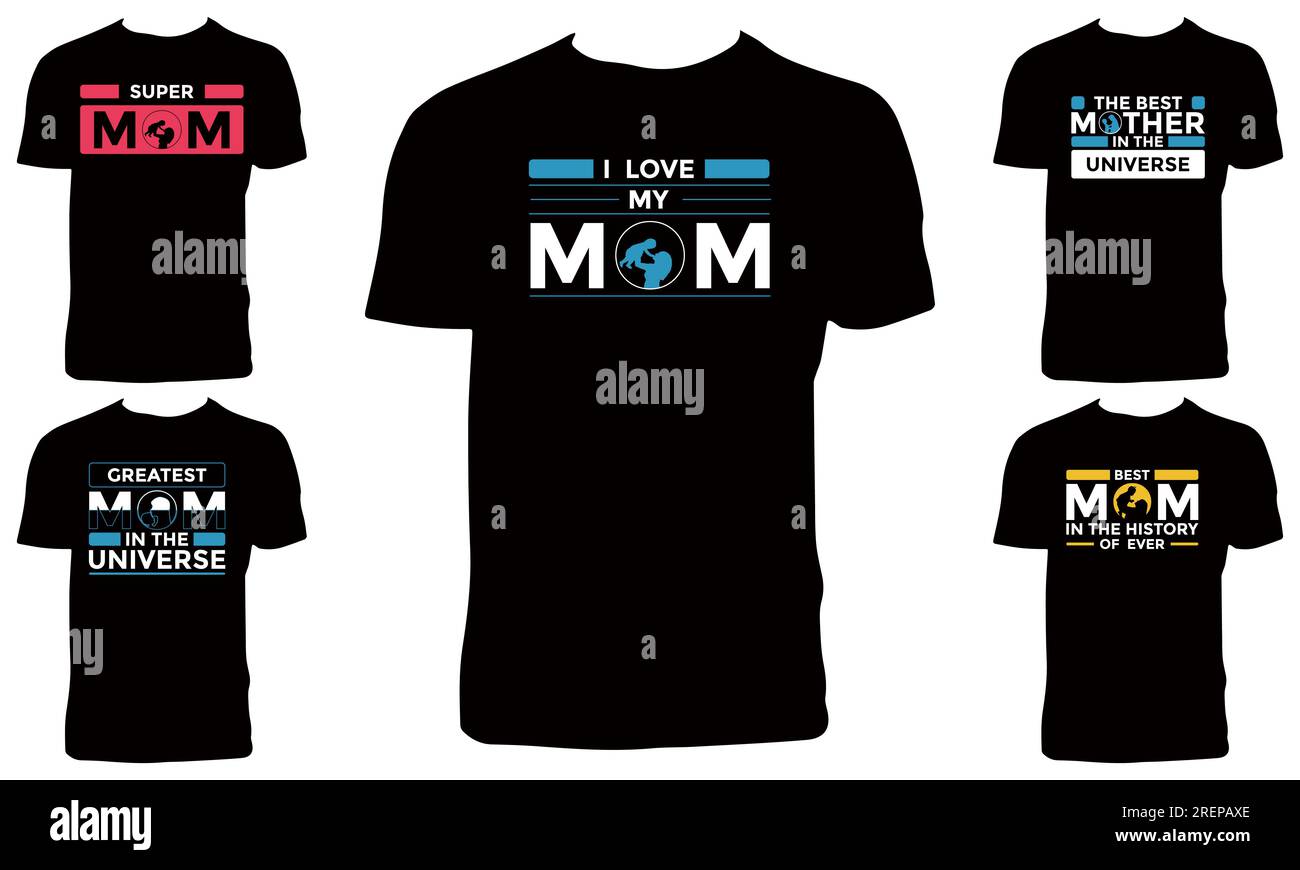 Confezione Mamma T Shirt Design Illustrazione Vettoriale