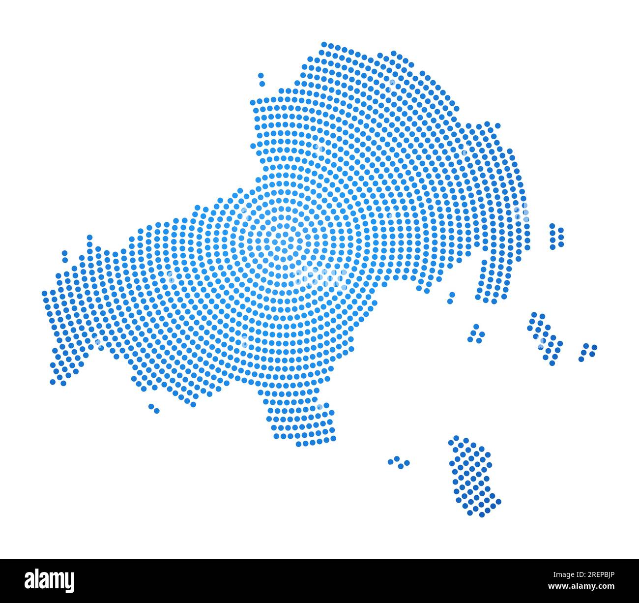 Mappa punteggiata di Skiathos. Forma digitale di Skiathos. Icona tecnologica dell'isola con punti graduati. Interessante illustrazione vettoriale. Illustrazione Vettoriale