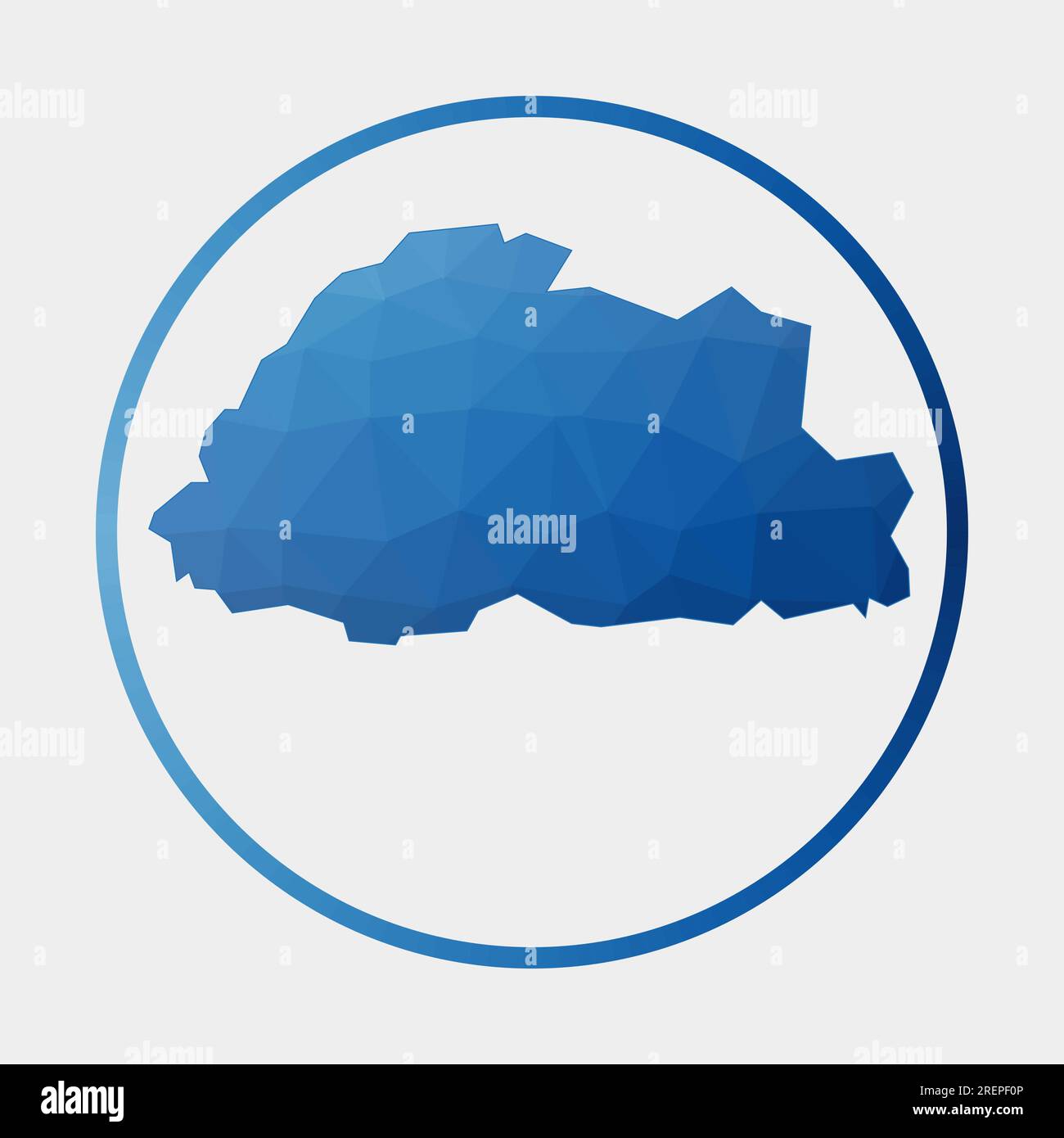 Icona del Bhutan. Mappa poligonale del paese in anello gradiente. Segno bhutano basso rotondo. Illustrazione vettoriale. Illustrazione Vettoriale