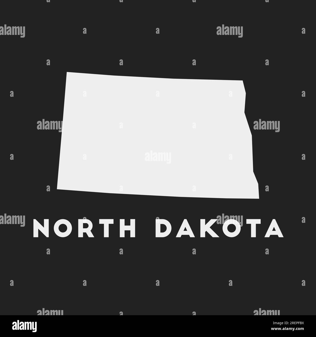 Icona del North Dakota. Mappa di stato DEGLI STATI UNITI su sfondo scuro. Elegante mappa del North Dakota con il nome dello stato degli Stati Uniti. Illustrazione vettoriale. Illustrazione Vettoriale