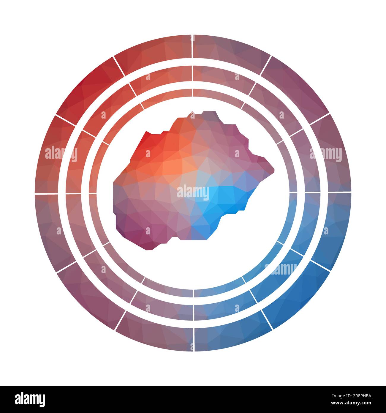 Distintivo di Alegranza. Logo dell'isola con sfumature luminose in basso stile polietilene. Illustrazione Vettoriale