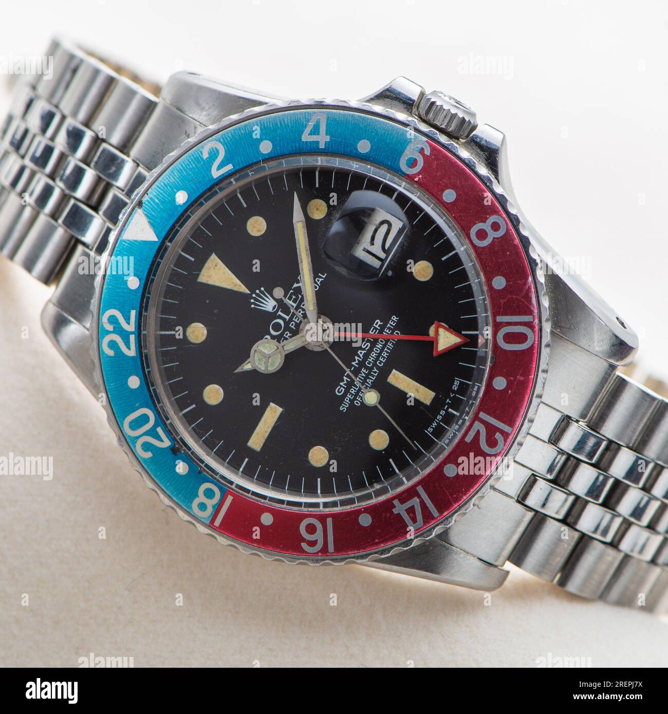 Rolex GMT-Master 1675 d'epoca con una rara mano rossa 24 ore su 24. Foto Stock