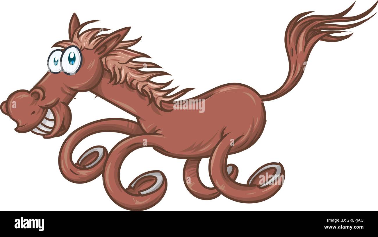 Cartone animato Running Horse . illustrazione mascotte Illustrazione Vettoriale