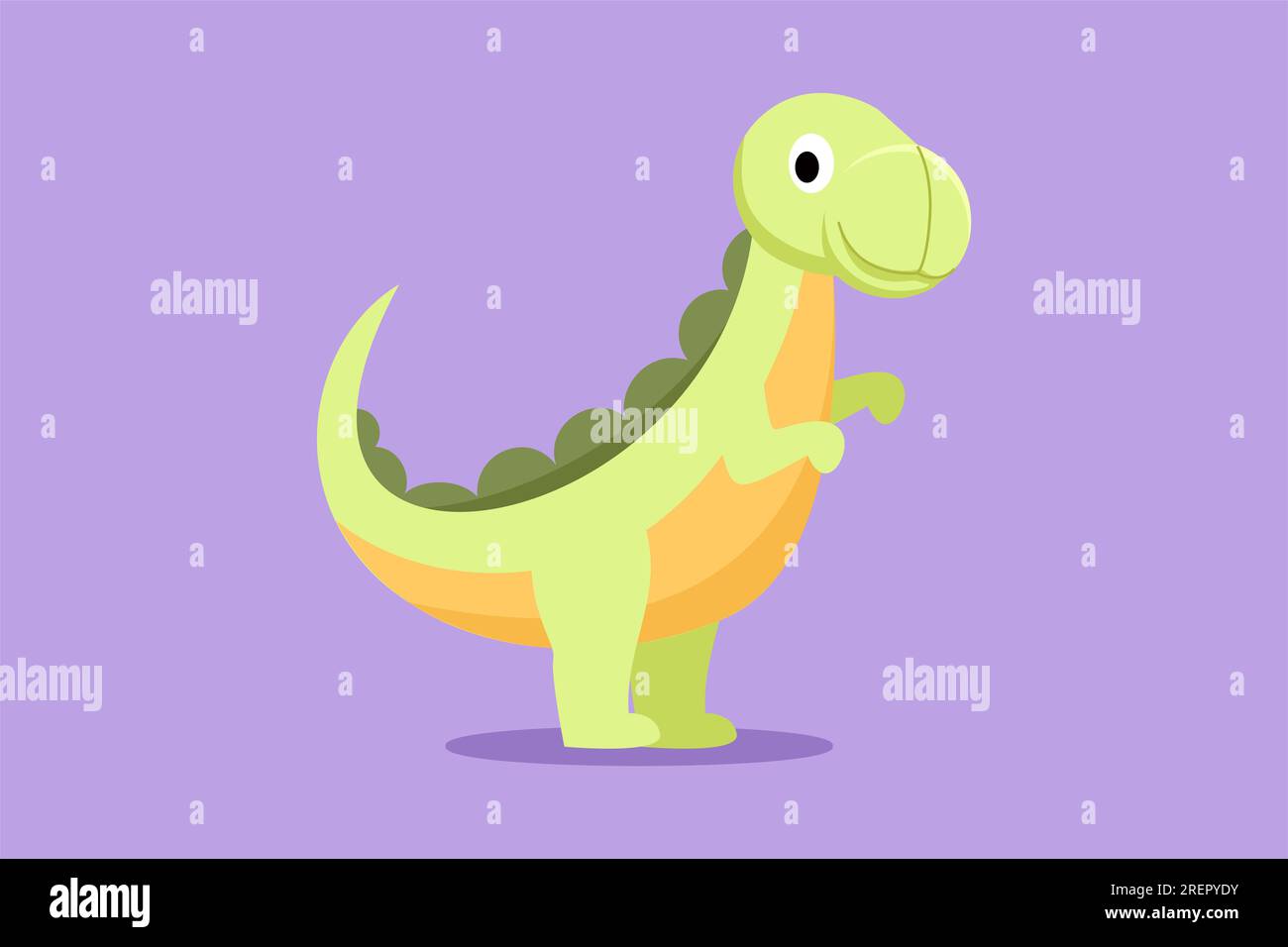 Design grafico piatto che disegna giocattoli stilizzati logo dinosauro, icona, simbolo. Giocattoli morbidi e morbidi. Simpatico peluche per dinosauri. Peluche peluche per bambini. Serie di Foto Stock