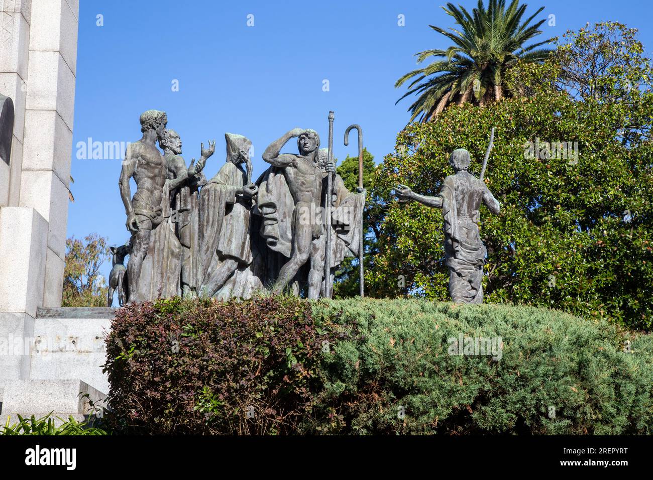 Vista del Monumento a José Enrique Rodó grazie al Parque Rodó, Montevideo. Foto Stock