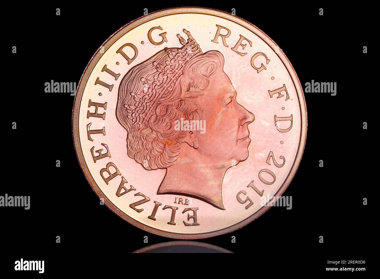 2015 2 penny Coin obverse con il quarto ritratto della Regina Elisabetta II di Ian Rank Broadley Foto Stock