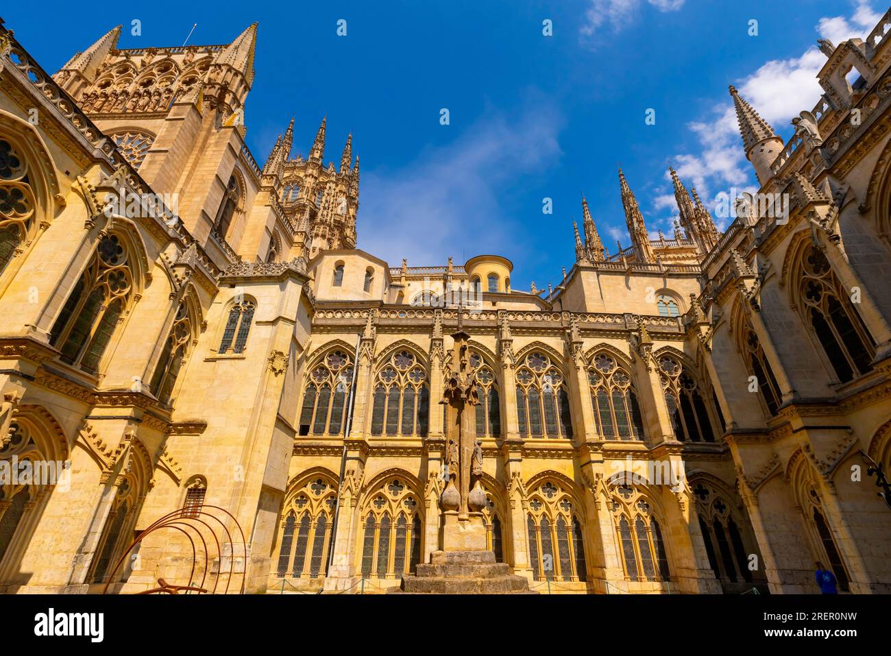 La Cattedrale di Santa Maria di Burgos, centro storico. È dedicato alla Vergine Maria. Provincia di Burgos, Comunità autonoma di Castiglia-León Foto Stock
