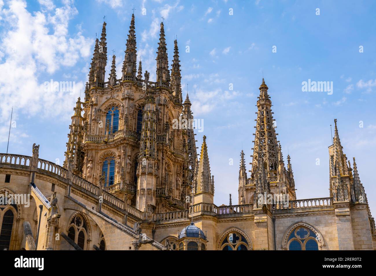 La Cattedrale di Santa Maria di Burgos, centro storico. È dedicato alla Vergine Maria. Provincia di Burgos, Comunità autonoma di Castiglia-León Foto Stock