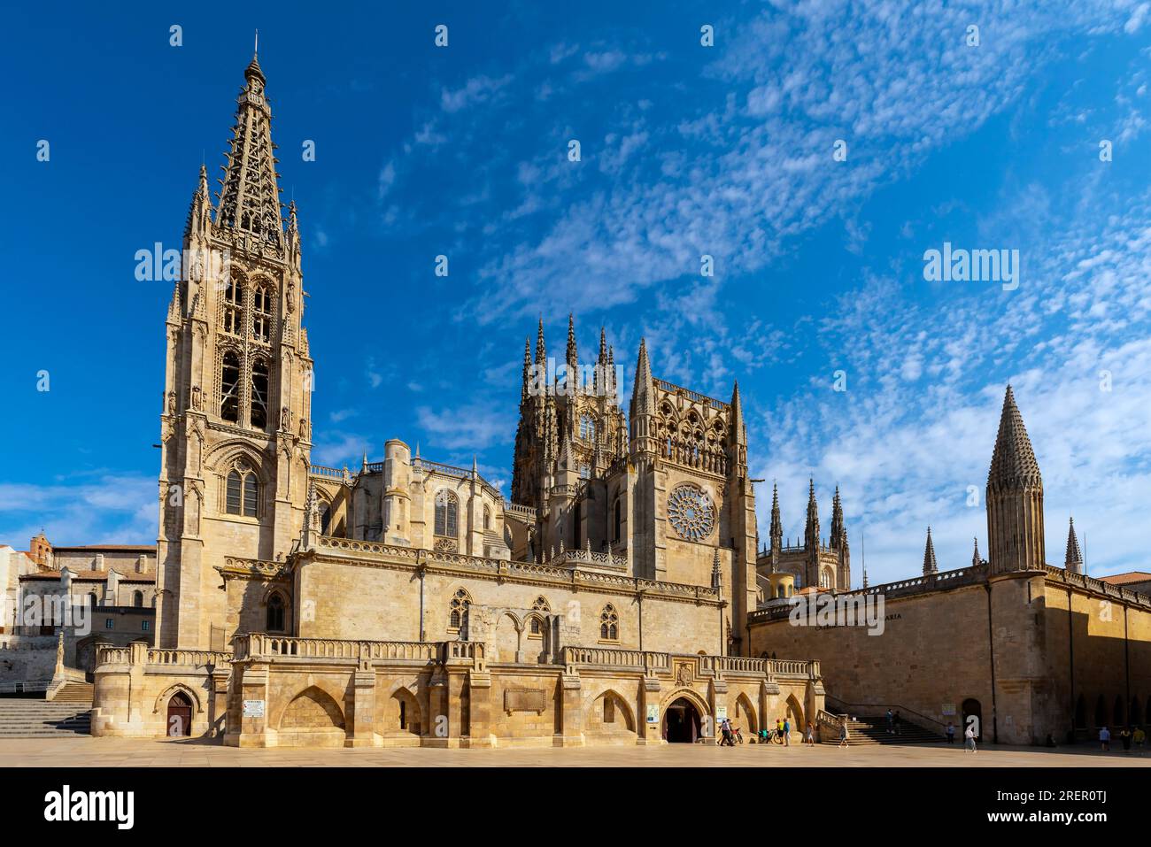 La Cattedrale di Santa Maria di Burgos, centro storico. È dedicato alla Vergine Maria. Provincia di Burgos, Comunità autonoma di Castiglia-León Foto Stock