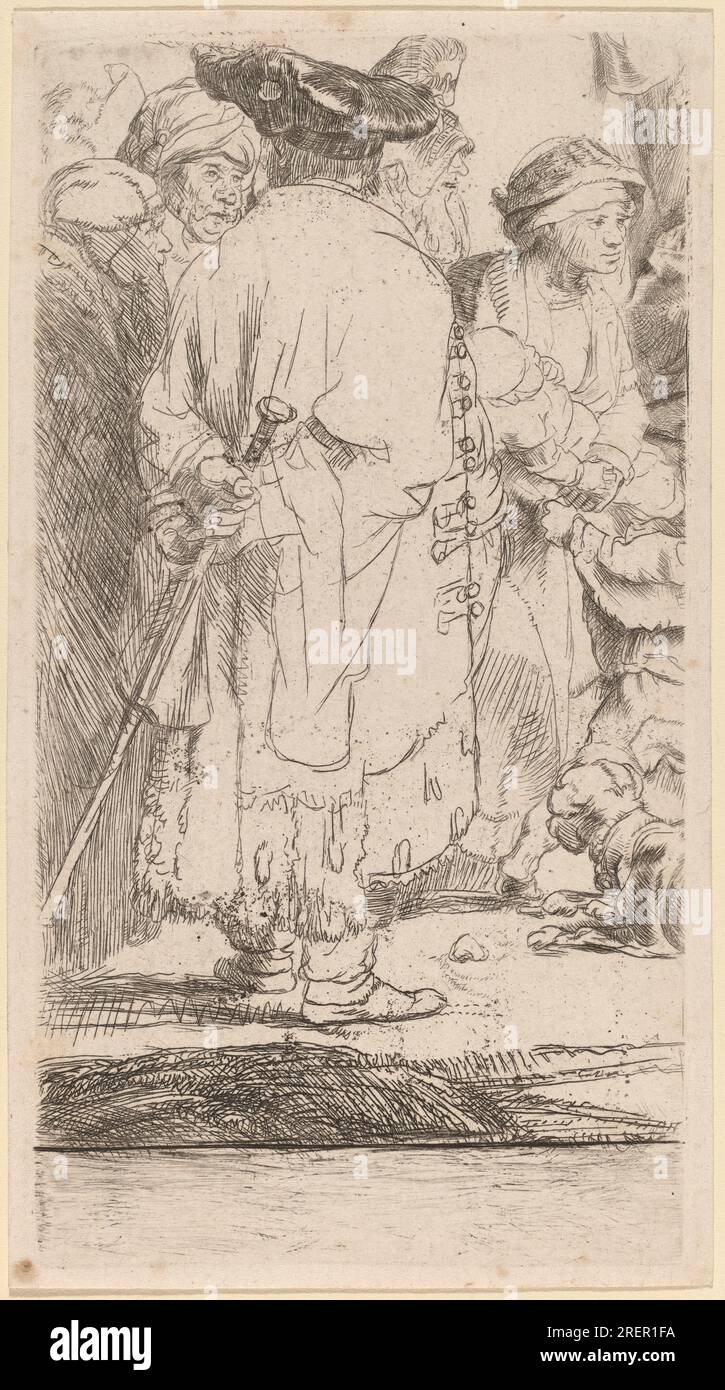 "Rembrandt van Rijn e William Baillie, l'uomo con una canna (Fragment from the Hundred Guilder Print), c. 1649, incisione con punto a secco e incisione su carta deposta, lastra: 5,2 x 7,6 cm (2 1/16 x 3 poll.) Foglio: 6,2 x 8,5 cm (2 7/16 x 3/8 pollici), regalo di Mr. E Mrs. Andrew Robison, 2006,123,2' Foto Stock