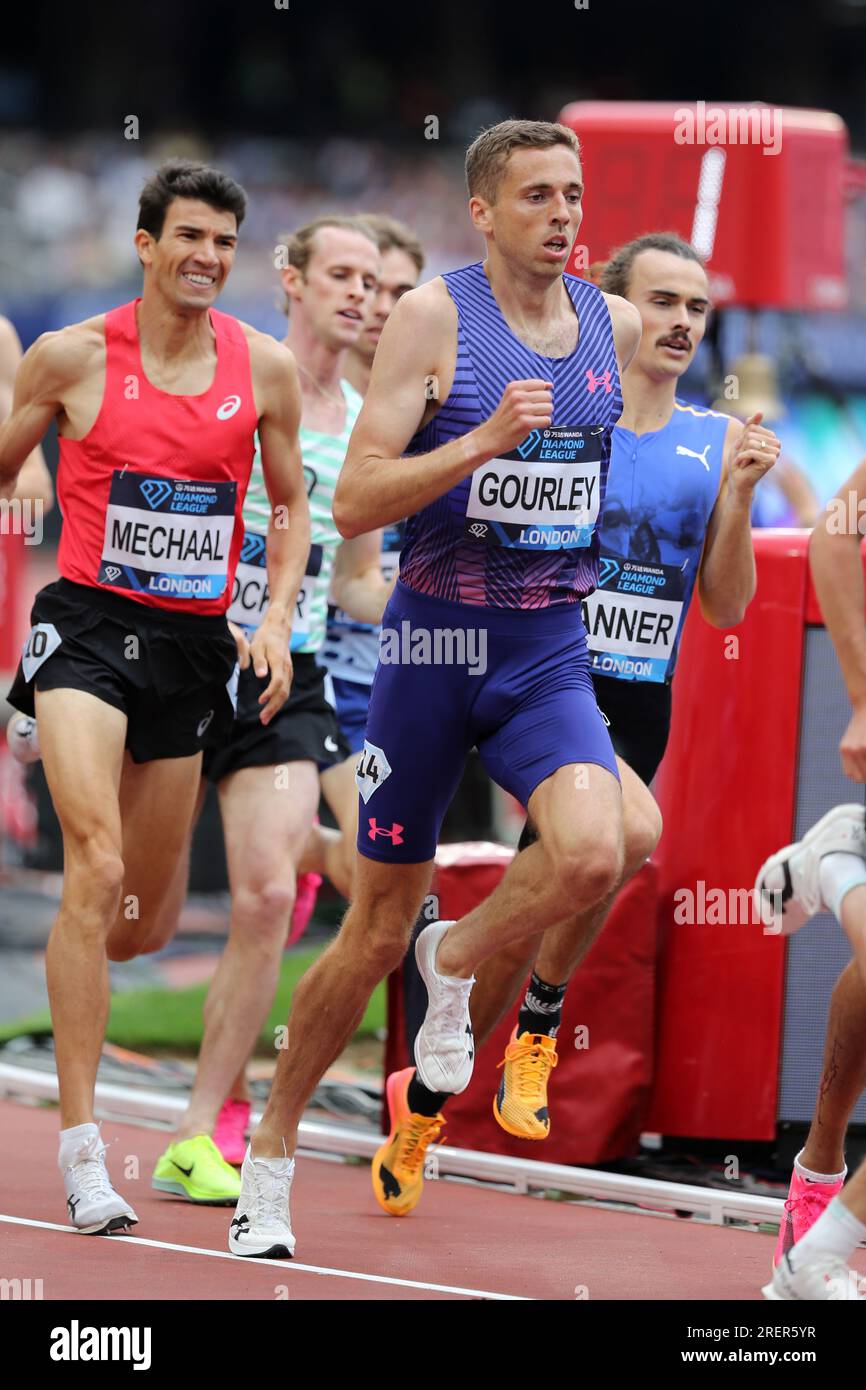 Neil GOURLEY (Gran Bretagna) gareggia nella finale maschile dei 1500m nel 2023, IAAF Diamond League, Queen Elizabeth Olympic Park, Stratford, Londra, Regno Unito. Foto Stock