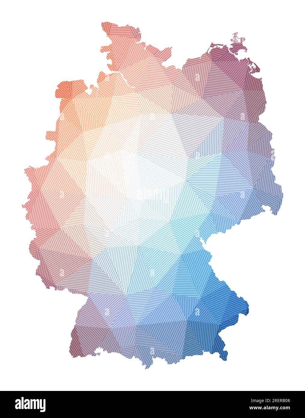 Mappa della Germania. Illustrazione a basso contenuto di polietilene del paese. Design geometrico con strisce. Tecnologia, Internet, concetto di rete. Illustrazione vettoriale. Illustrazione Vettoriale