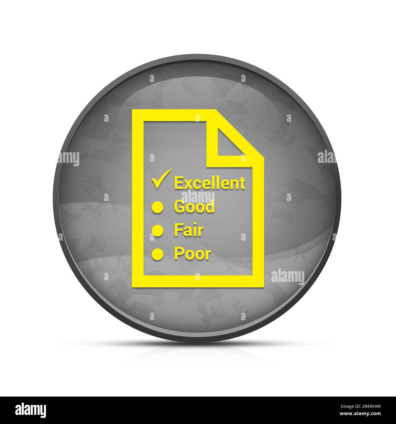 Icona del sondaggio (icona del questionario) sul pulsante rotondo nero splash di classe Foto Stock