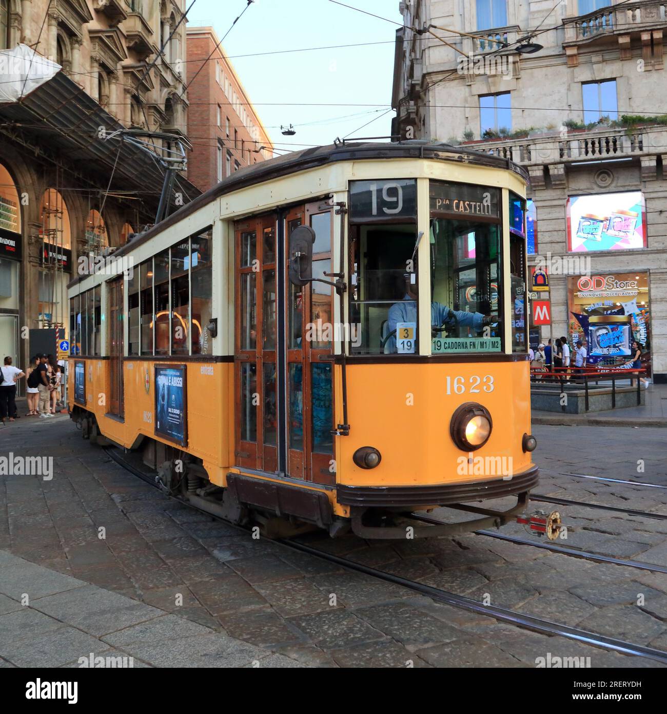 Tram storico a Milano, Italia. Milano, Mailand.tram linea 19 Foto Stock