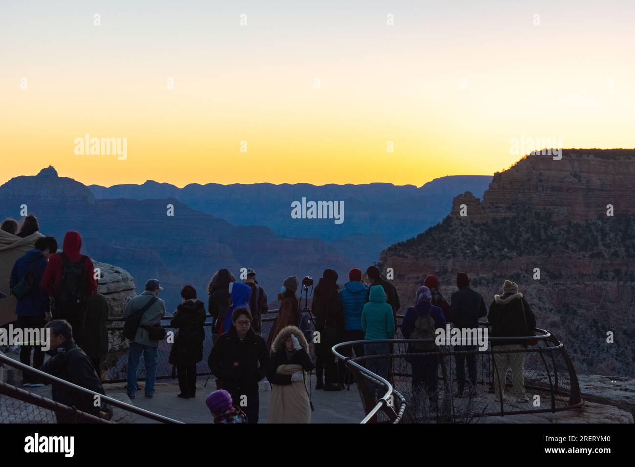 Sfumature crepuscolari sulle viste del Grand Canyon. Foto Stock
