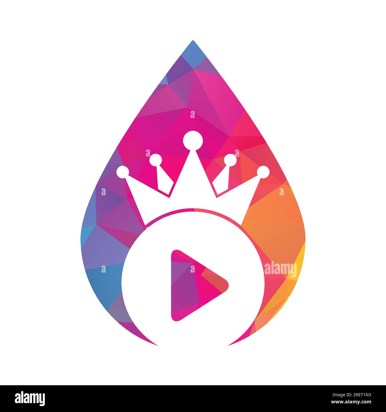 Modello di disegno del logo vettoriale del video del re. Royal film logo design vettore. Illustrazione Vettoriale