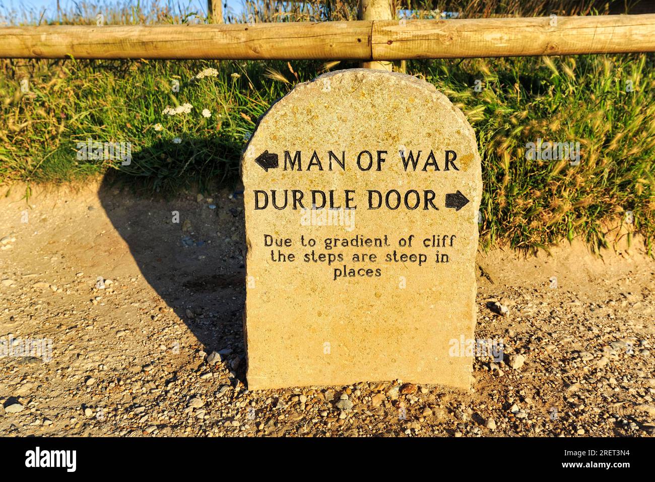 Indicazioni per Man of War e Durdle Door, Coastal Path, Long Distance Footpath, Dorset, Inghilterra, Regno Unito Foto Stock