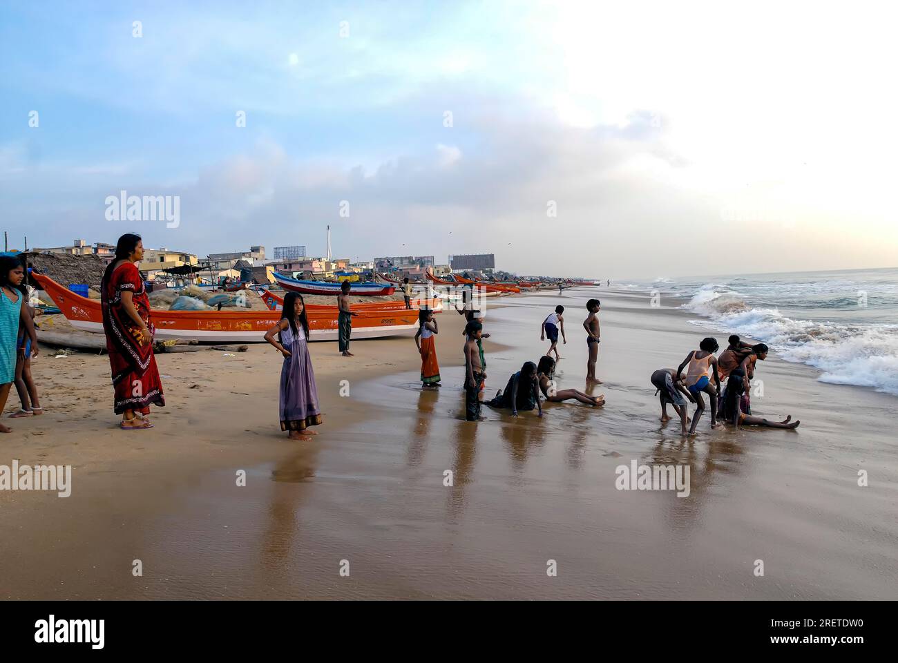 La spiaggia di Elliot a Chennai, Tamil Nadu, India, Asia Foto Stock