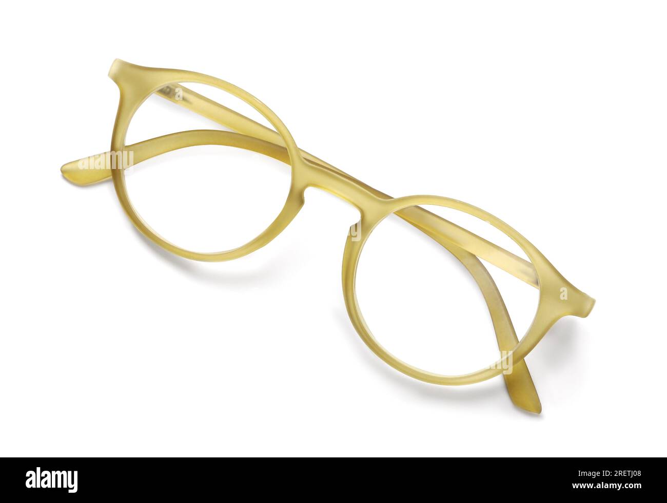 Occhiali con lenti correttive su sfondo bianco Foto Stock