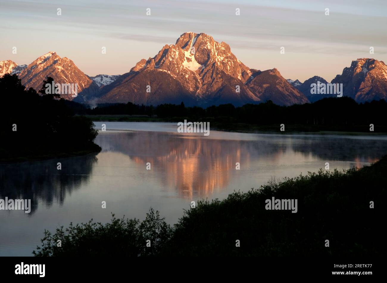 Alba nel Grand Tetons National Park, Wyoming, USA Foto Stock
