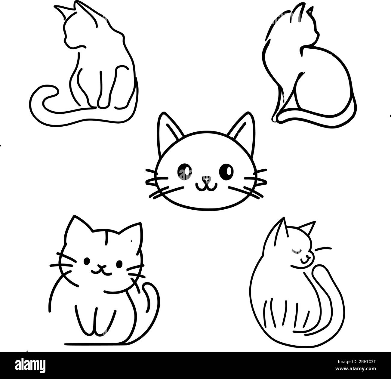 I simpatici vettori di disegno per gatti sono perfetti per qualsiasi progetto che abbia bisogno di un tocco di adorabilità. I gatti sono disegnati in una forma vettoriale semplice ma elegante Illustrazione Vettoriale
