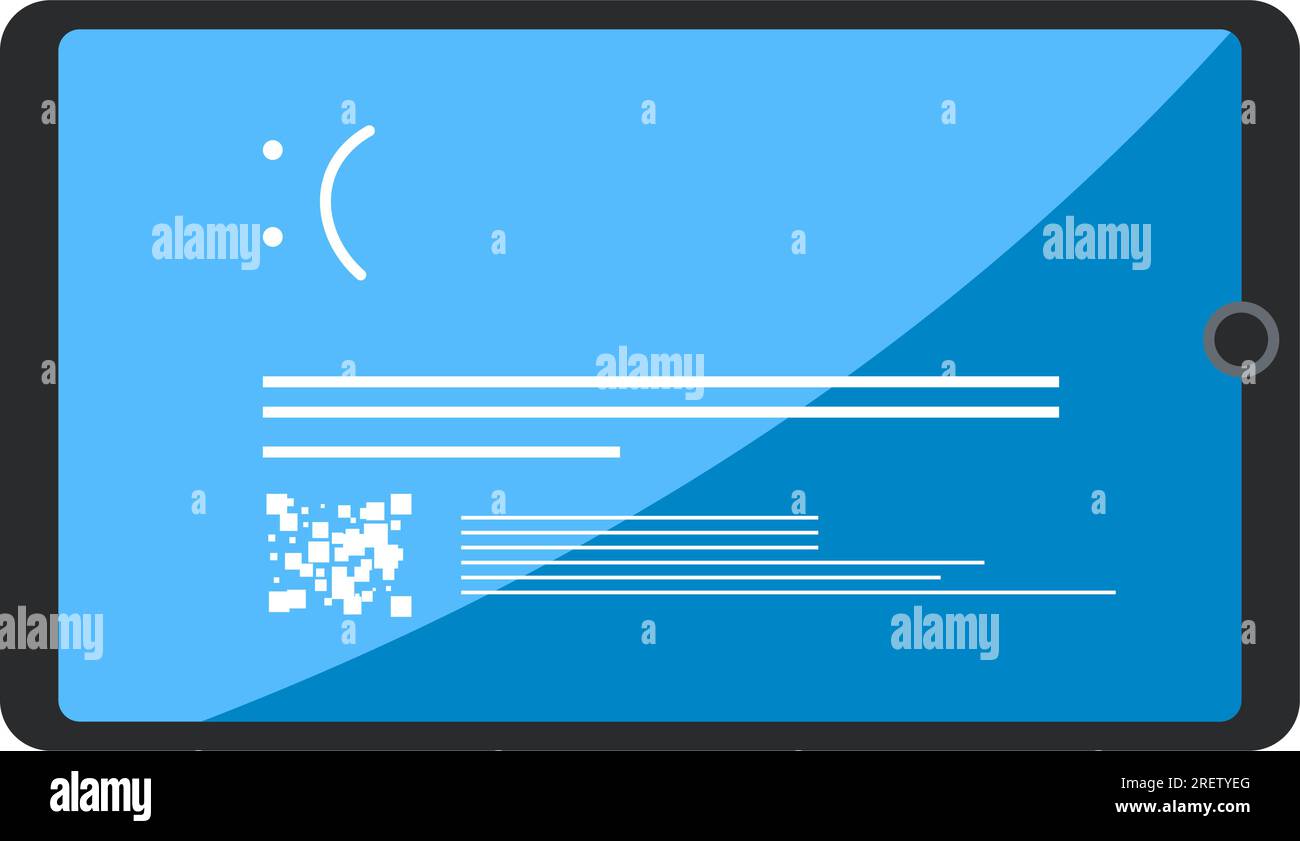 Dispositivo elettronico guasto, tablet con errore Illustrazione Vettoriale