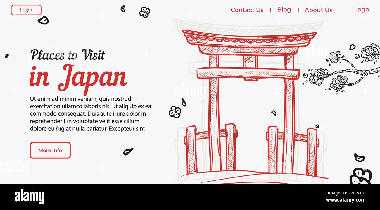 Luoghi da visitare in Giappone guida per i turisti online Illustrazione Vettoriale