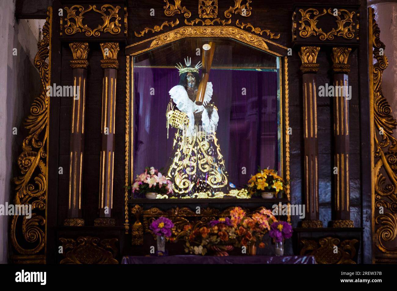 Cristo Nero di Portobelo nella Iglesia de San Felipe nella città di Portobelo, provincia di Colon, Repubblica di Panama, America centrale Foto Stock