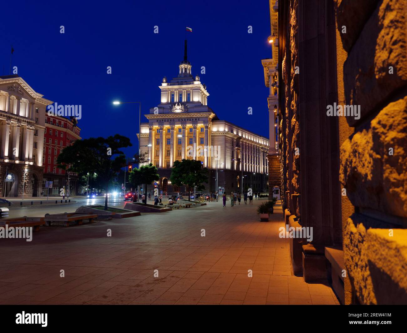 La Casa del Partito, ex quartier generale del Partito Comunista Bulgaro e parte del complesso in stile largo Stalinist Empire. Sofia, Bulgaria. 29 luglio 2023. Foto Stock