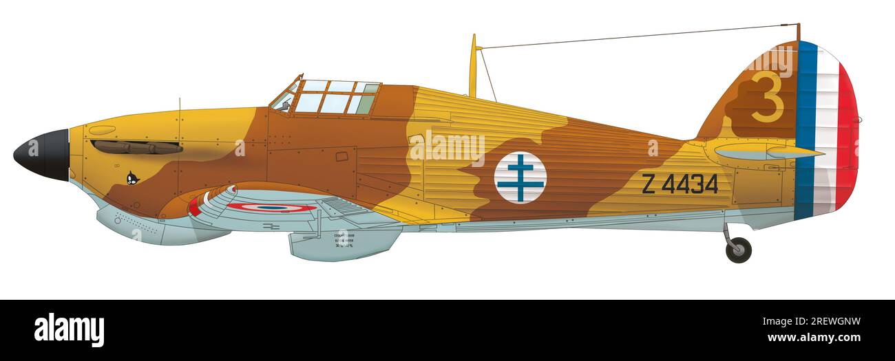 Uragano Mk.i (Z4434) del GC 1 Alsace pilotato da Bernard Louchet, giugno 1942 Foto Stock
