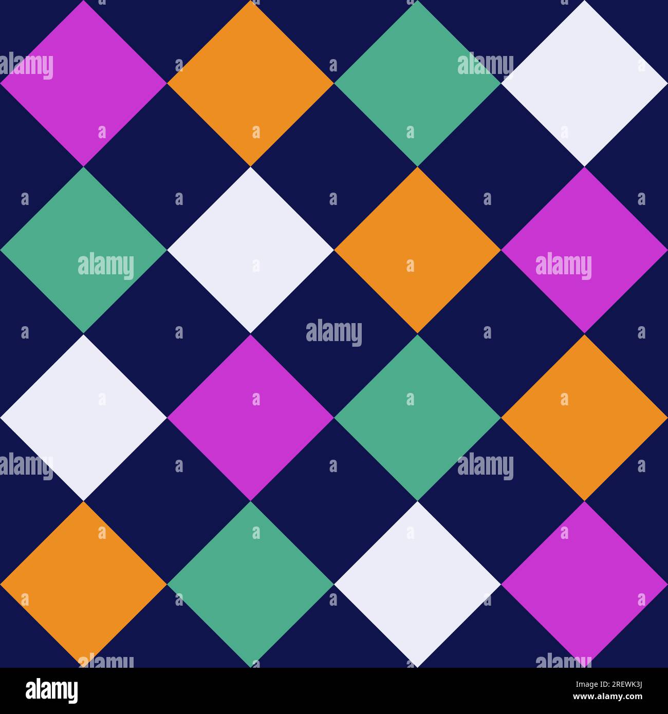 Sfondo quadrato con motivo harlequin senza cuciture in giallo, verde e blu. Illustrazione Vettoriale