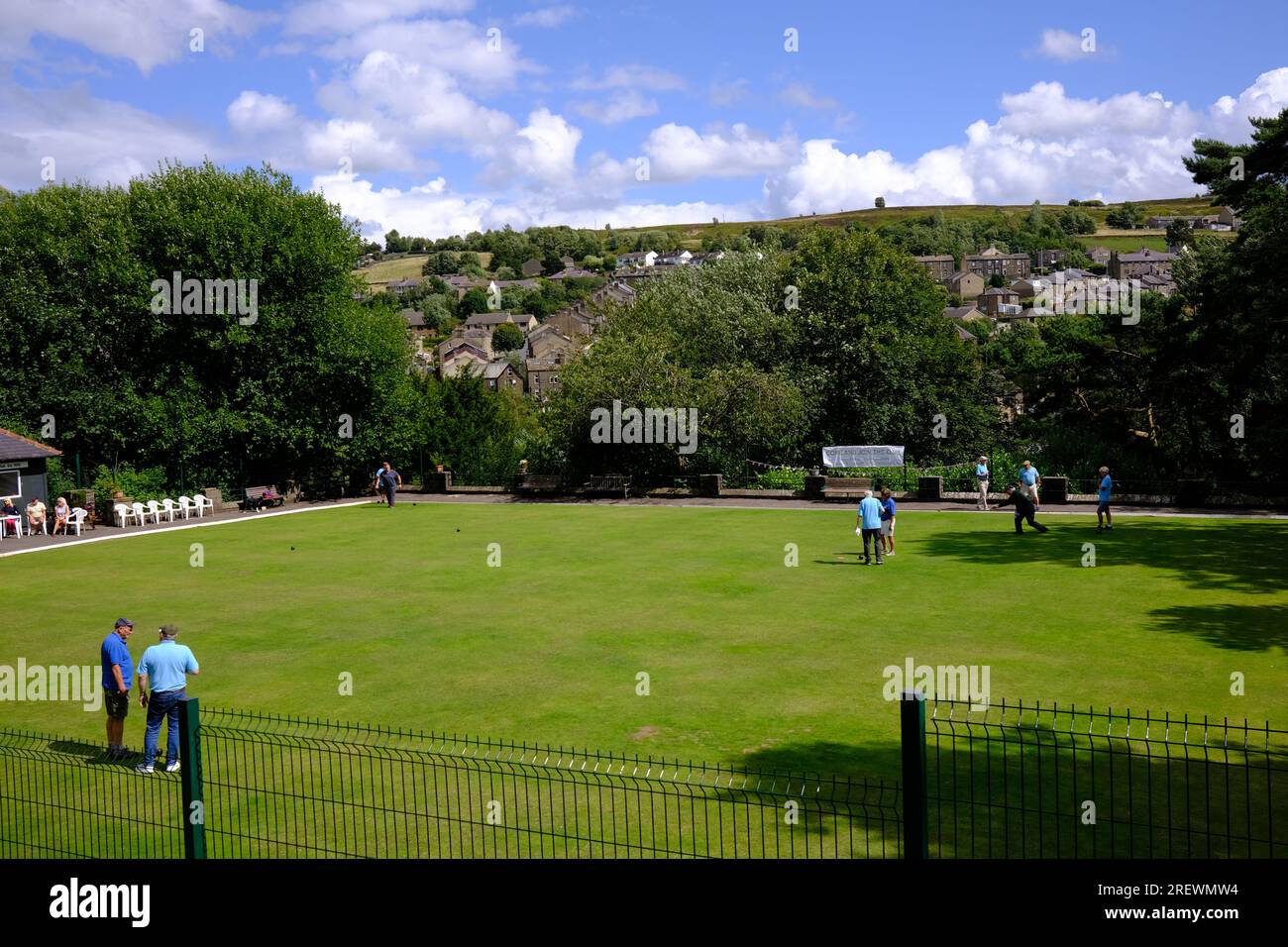 Haworth Bowling Green, Central Park, West Yorkshire Foto Stock